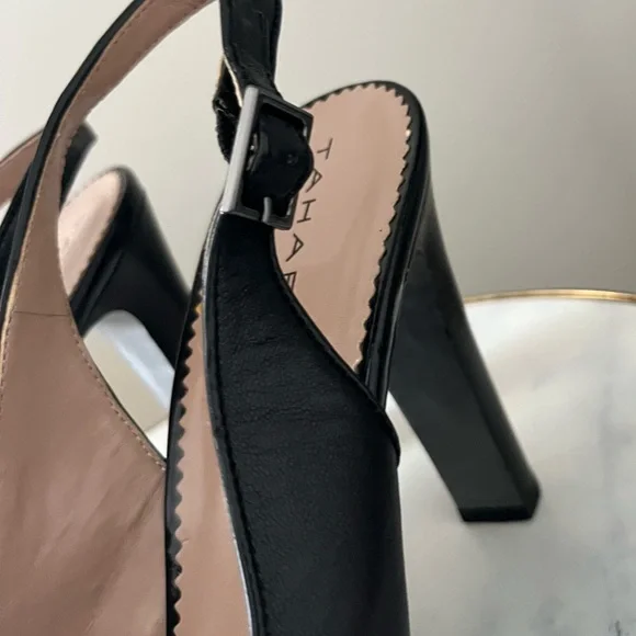 Tahari Black Glossy Slingback Heels - Picture 5 of 9